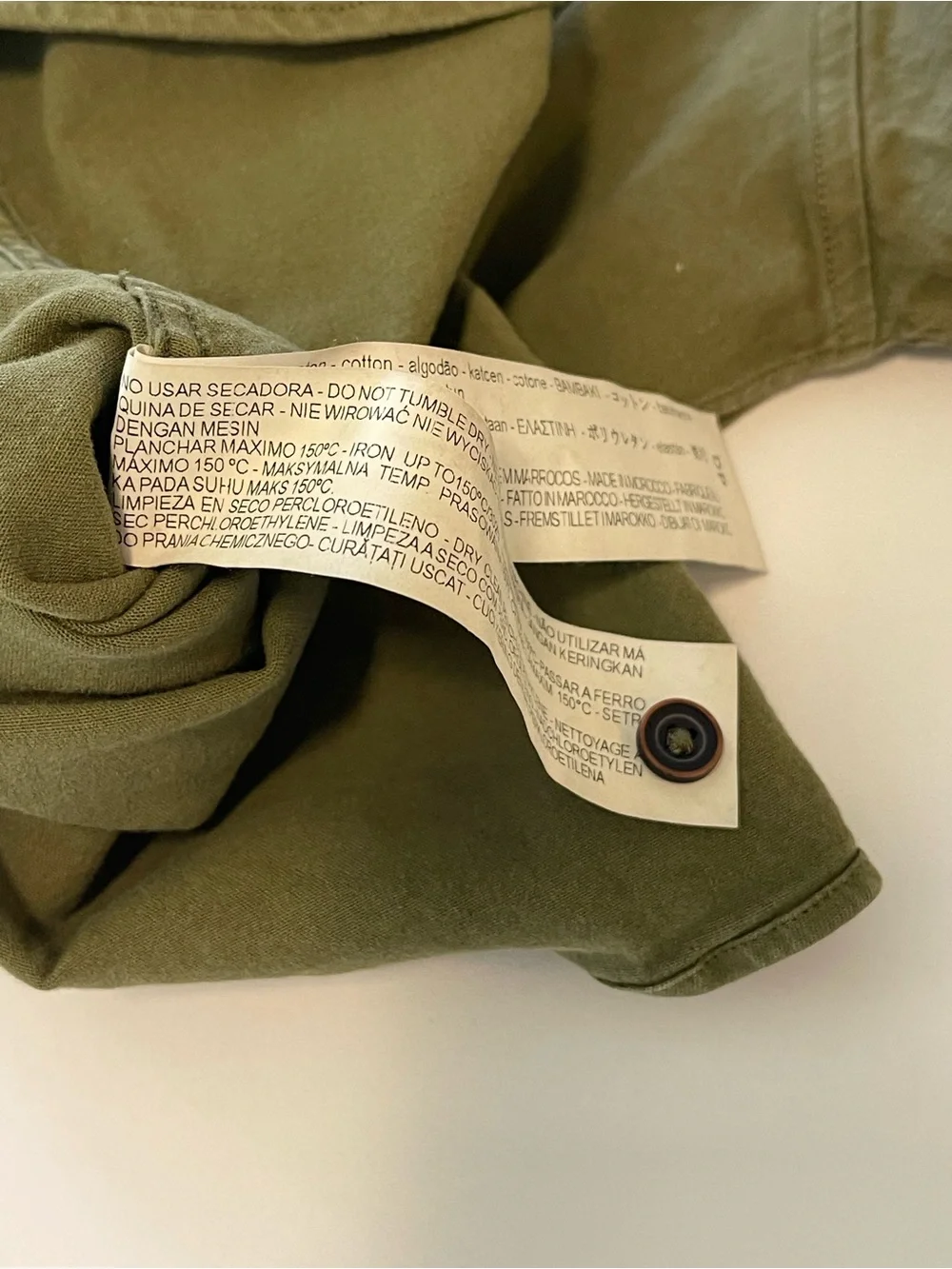 Zara Man Shirt Button Up Large Slim Fit Olive Green Utility Gorpcore Pockets
